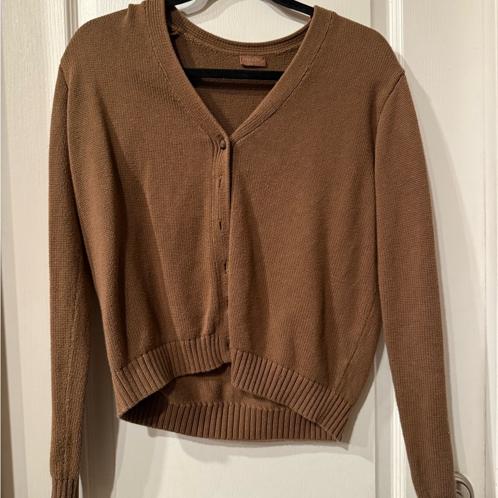 Brandy Melville Tan V-Neck Cardigan